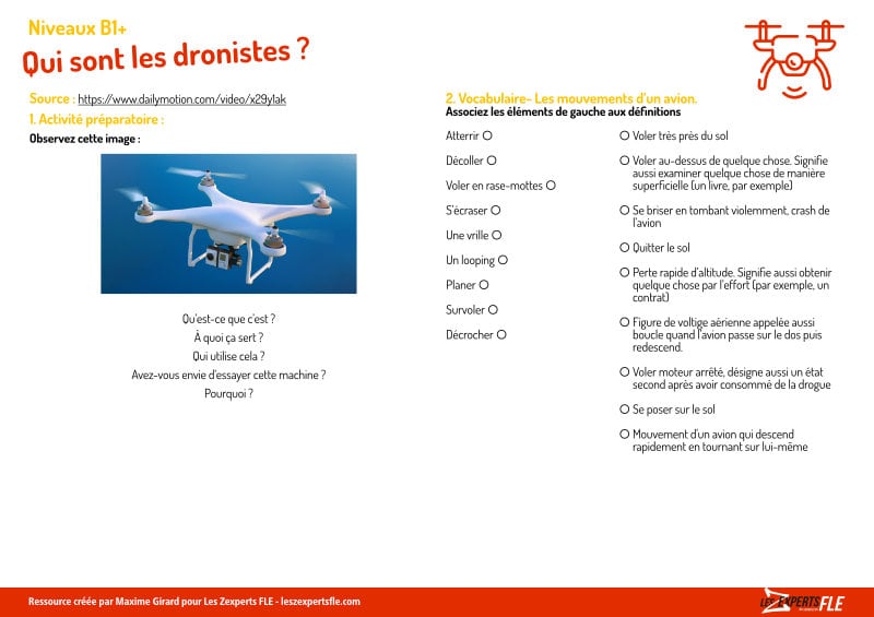 Drones et nouveaux loisirs – une séquence FLE (B2)