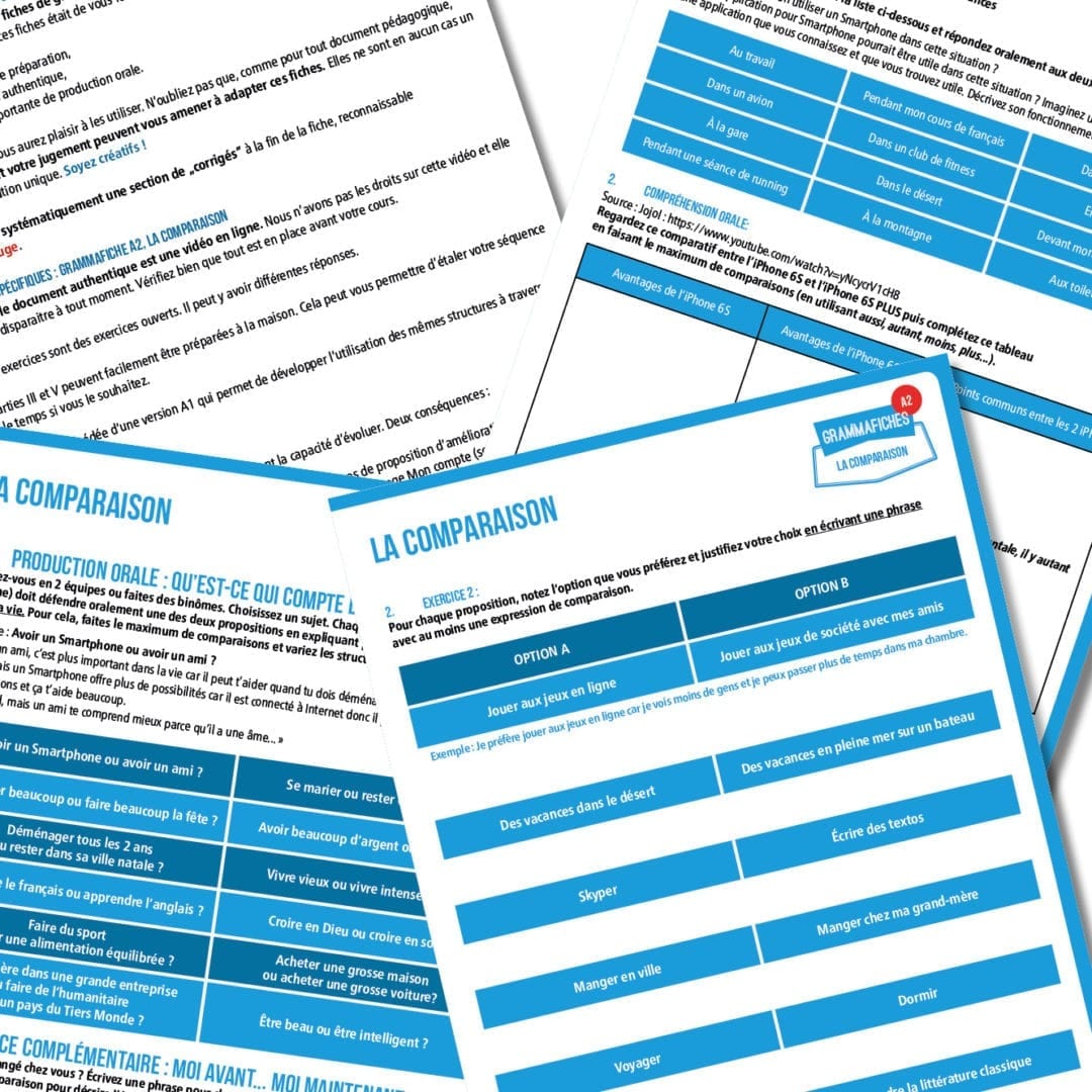 Grammafiche A2 La Comparaison Les Zexperts Fle