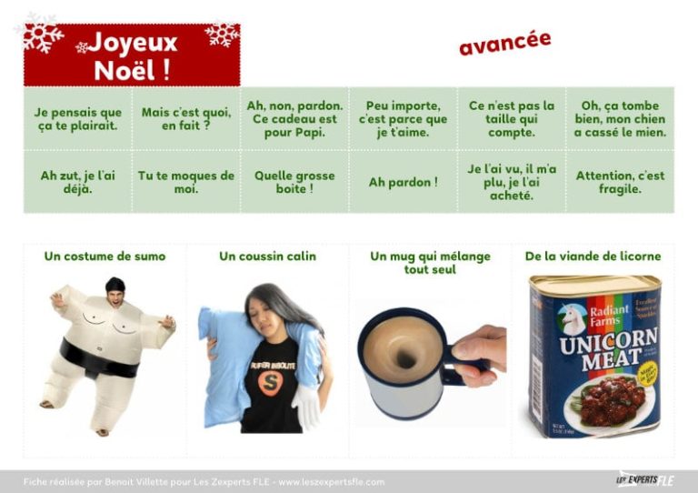 Dialogue offrir et recevoir un cadeau de Noël (A1 et +) Les