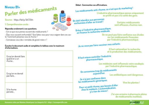 parler médicaments FLE