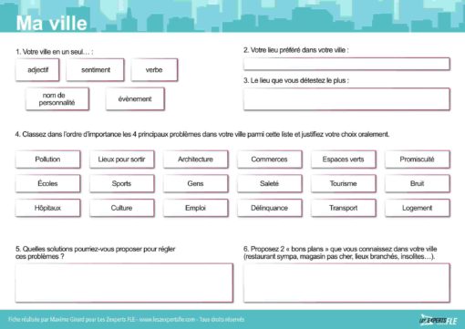 Conversation A2 : parler de ma ville en FLE