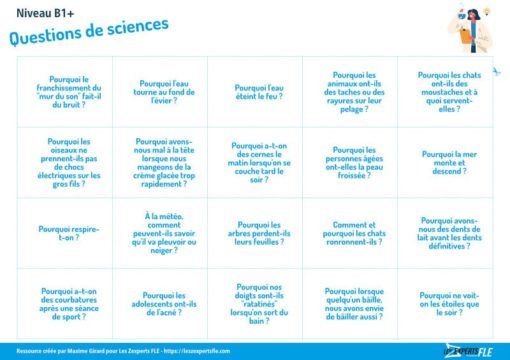 questions de sciences FLE