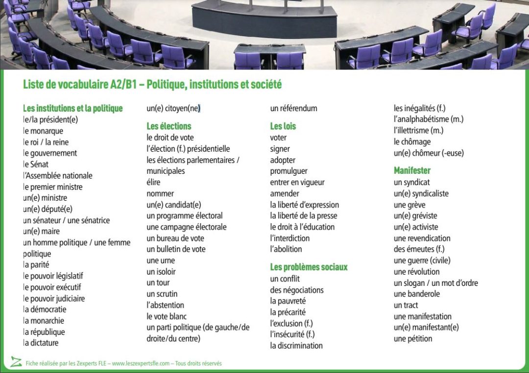 Liste De Vocabulaire Fle La Politique Et Les Institutions Les Zexperts Fle