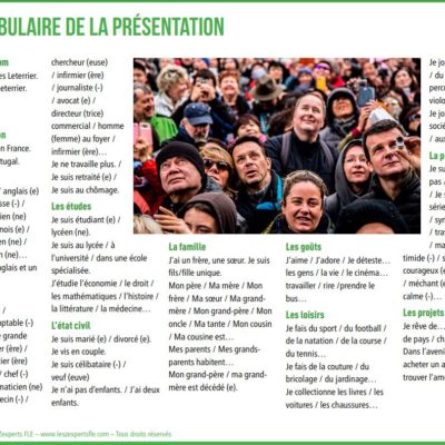 Liste de vocabulaire FLE - la présentation