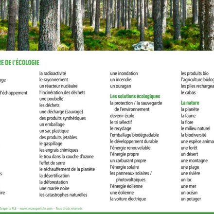 Liste de vocabulaire FLE – l’écologie