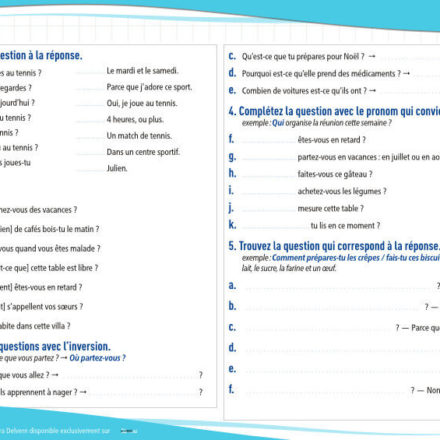 Interrogation (A1) : exercices de grammaire en PDF