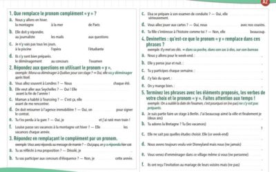 Pronom Y (A2) : exercices de grammaire en PDF
