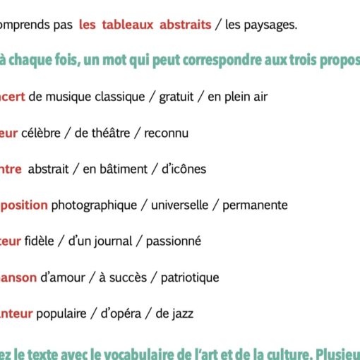 Imagier sur l'art et la culture A2-B1