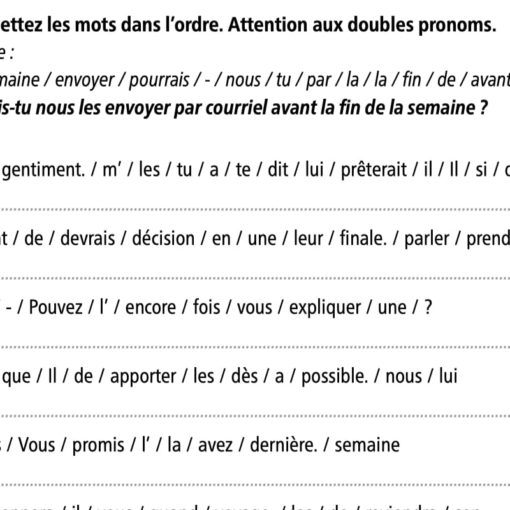 Fiche de grammaire : double pronominalisation B1