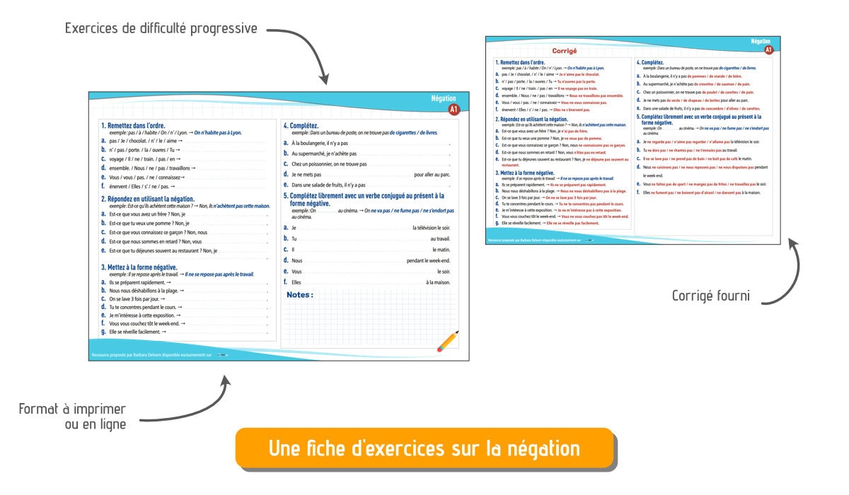 négation exercices grammaire
